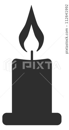 Burning candle icon. Black flame heat silhouette 112641992