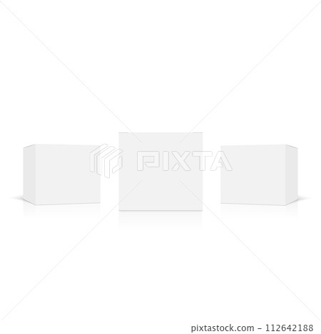 Realistic white box packaging isolated on white background. Vector Realistic white box packaging isolated on white background. Vector 112642188