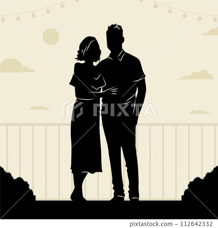 Hand drawn couple silhouette 112642332