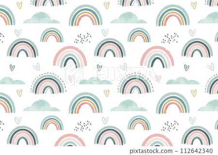 Hand painted watercolor rainbow pattern design 112642340