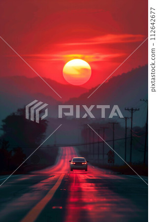 Cars on the road. 112642677