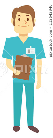Doctor hold patient history. Hospital worker character Doctor hold patient history. Hospital worker character 112642946