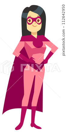 Woman in superhero suit. Female cartoon character with superpower Woman in superhero suit. Female cartoon character with superpower 112642950