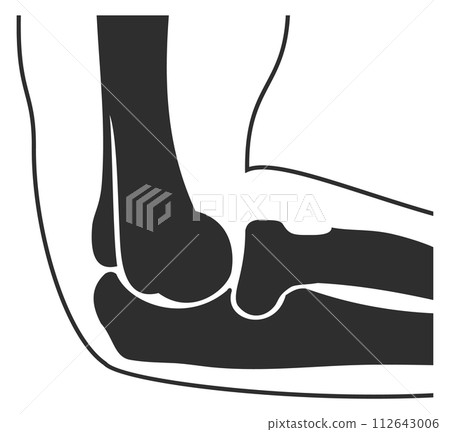 Elbow joint bones. Hand anatomy black illustration 112643006