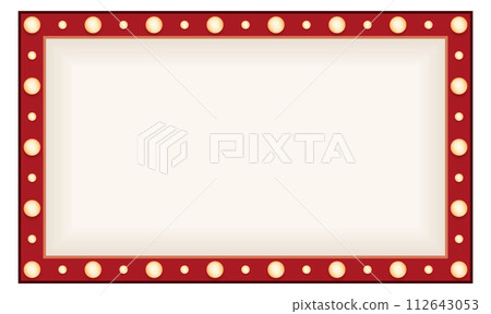 Retro cinema lightbulb frame. Square vintage border 112643053