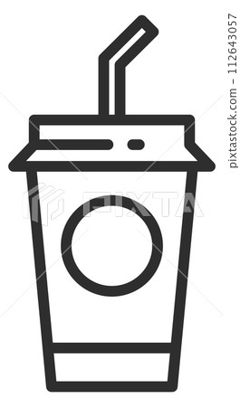 Cold drink disposable cup black line icon Cold drink disposable cup black line icon 112643057