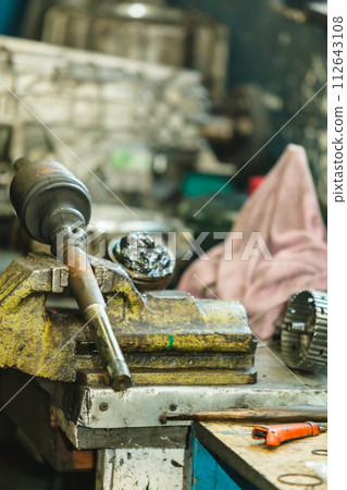 Car joints in workshop. 112643108