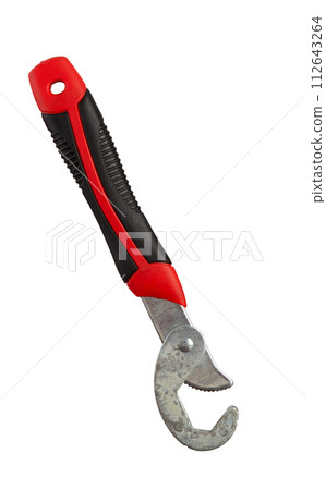 Universal adjustable spanner wrench, isolated on white background 112643264