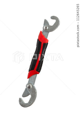 Universal adjustable spanner wrench, isolated on white background Universal adjustable spanner wrench, isolated on white background 112643265