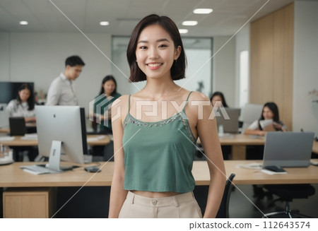 AI-generated content. Casual Office Attire Asian Woman 112643574