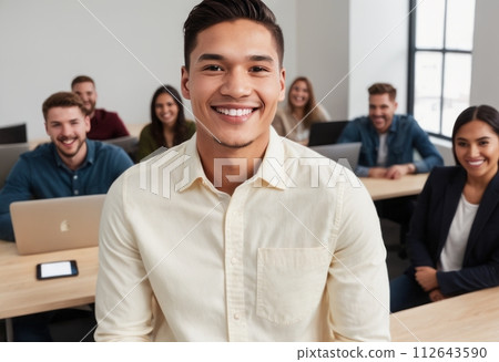 AI-generated content. Casual Businessman in Office 112643590
