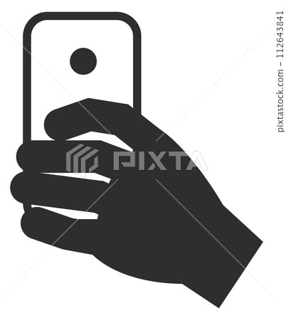 Mobile phone photo camera in hand black icon Mobile phone photo camera in hand black icon 112643841