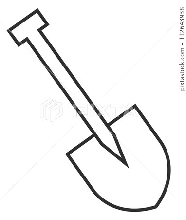 Shovel line icon. Digging ground tool symbol Shovel line icon. Digging ground tool symbol 112643938