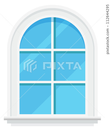 Window frame with clean glass. Interior or exterior architectural element Window frame with clean glass. Interior or exterior architectural element 112644295