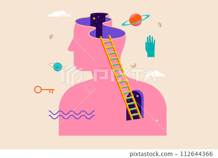Surreal, Psychology, Dream, Mental Health concept illustration. Brain, neuroscience and creative 112644366