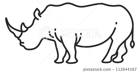 Rhinoceros line icon. African wildlife symbol. Safari animal Rhinoceros line icon. African wildlife symbol. Safari animal 112644387