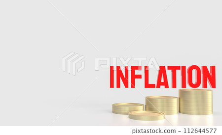 The Inflation red text and coins for Business concept 3d rendering The Inflation red text and coins for Business concept 3d rendering 112644577