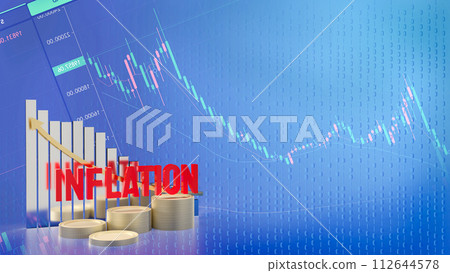 The Inflation red text and coins for Business concept 3d rendering The Inflation red text and coins for Business concept 3d rendering 112644578