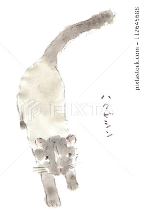 Watercolor illustration of a familiar wild animal, palm palm civet Watercolor illustration of a familiar wild animal, palm palm civet 112645688