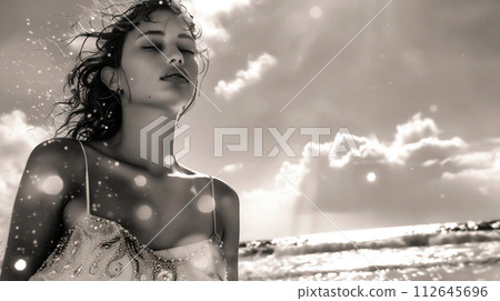熱帶海洋和泳裝的女人 112645696