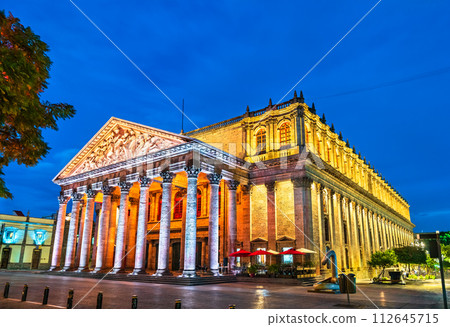 Teatro Degollado, a neoclassical Mexican theater in Guadalajara, Mexico at sunset Teatro Degollado, a neoclassical Mexican theater in Guadalajara, Mexico at sunset 112645715