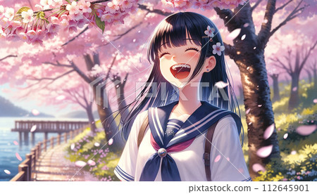 櫻花下笑的女孩 112645901