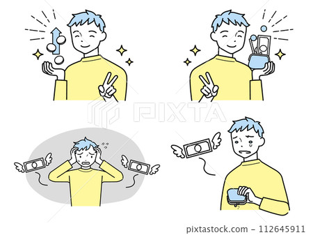 Money increase/loss money pose set for men Money increase/loss money pose set for men 112645911