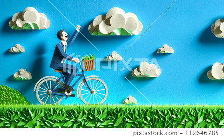 積極的上班族在河岸上騎腳踏車 積極的上班族在河岸上騎腳踏車 112646785