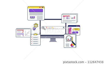 電腦與搜尋螢幕背景：白色背景 112647438
