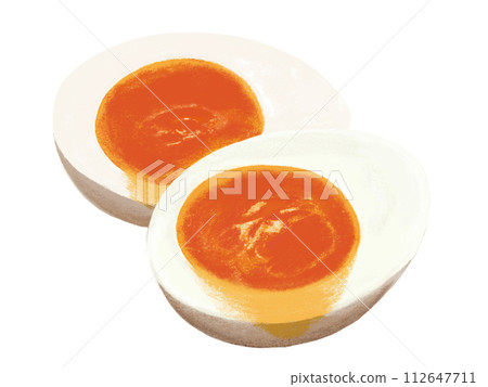 Boiled egg (cross section) half-boiled Boiled egg (cross section) half-boiled 112647711
