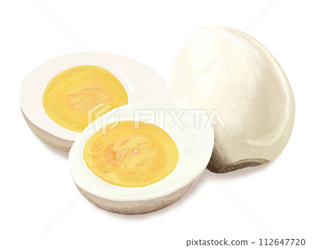 Boiled egg (1 egg and cross section) Boiled egg (1 egg and cross section) 112647720