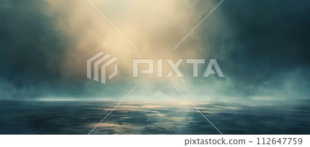 Dark street, wet asphalt, reflections of rays in the water. Abstract dark blue background, smoke, smog. Empty dark scene, neon light, spotlights. Concrete floor Dark street, wet asphalt, reflections of rays in the water. Abstract dark blue background, smoke, smog. Empty dark scene, neon light, spotlights. Concrete floor 112647759