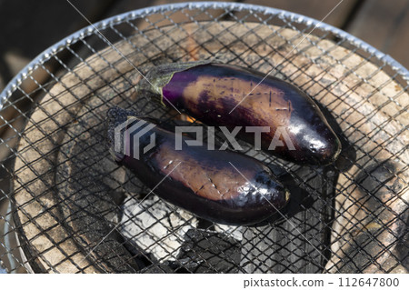 Eggplant grilled on the barbecue 112647800