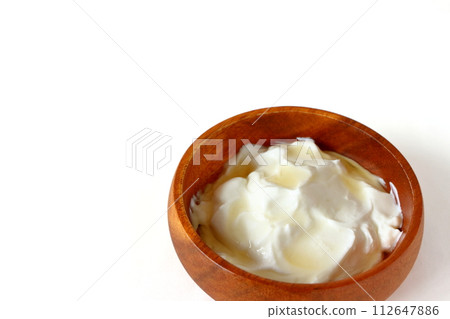 Drained yogurt with honey Greek yogurt Drained yogurt with honey Greek yogurt 112647886