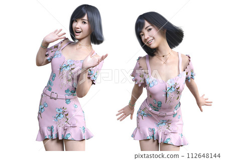 年輕女子可愛地擺姿勢 年輕女子可愛地擺姿勢 112648144
