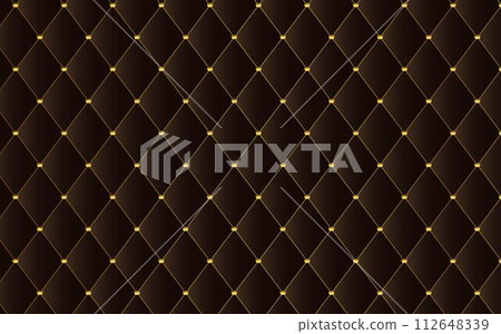 brown quilted fabric background with golden crown clasp 112648339