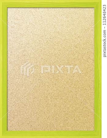 木質框架中帶有淺黃綠色邊框的精美軟木板的垂直背景圖像 木質框架中帶有淺黃綠色邊框的精美軟木板的垂直背景圖像 112648423