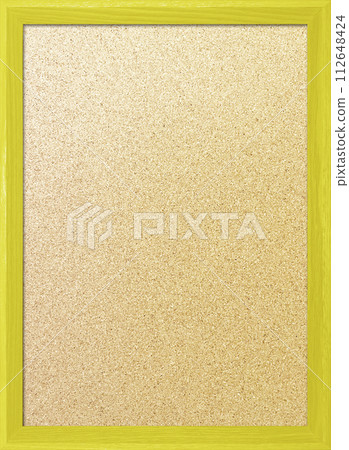 木質框架中帶有淺黃色邊框的精美軟木板的垂直背景圖像 112648424