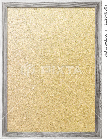 木質框架中帶有白灰色邊框的精美軟木板的垂直背景圖像 木質框架中帶有白灰色邊框的精美軟木板的垂直背景圖像 112649005