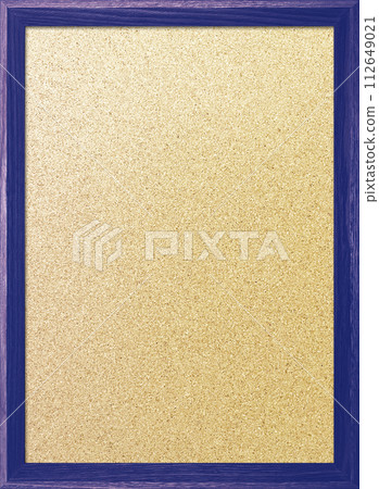 木質框架中帶有藍紫色邊框的詳細軟木板的垂直背景圖像 112649021