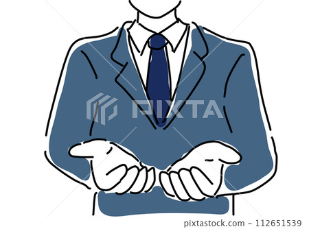 穿著西裝的商人的上半身用雙手接收 112651539