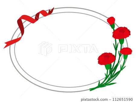 母親節康乃馨與絲帶橢圓形框架 112651590