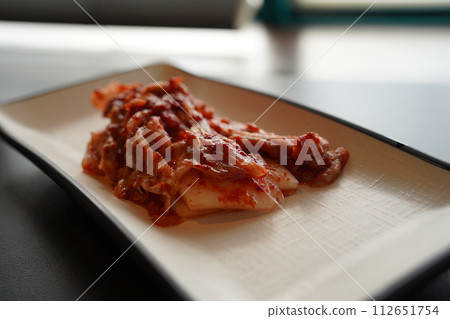 Korean food Kimchi, Kimchi in a white plate. 112651754