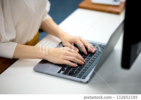 Business woman who operates a personal computer Business woman who operates a personal computer 112652195