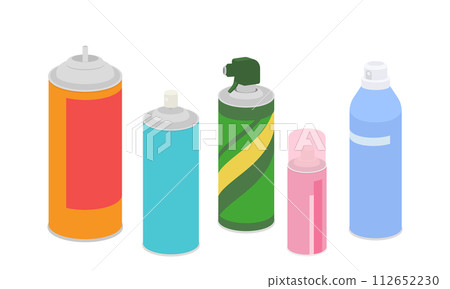 Illustration of various spray cans 112652230