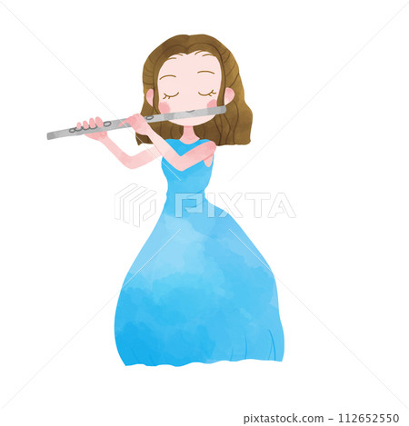 A woman playing a flute 112652550