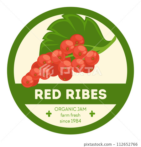 Red ribes jam, organic and fresh product label 112652766