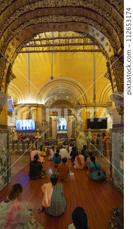 Mahamuni Buddha temple, Mandalay, Myanmar. 112653174