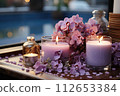 Cozy and modern Bathroom with candle bathtub and sink, beautifully bathroom 112653384