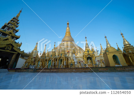 Shwedagon Pagoda, Burmese temples of Bagan City, unesco world heritage, Yangon, Myanmar or Burma. Tourist destination. 112654050